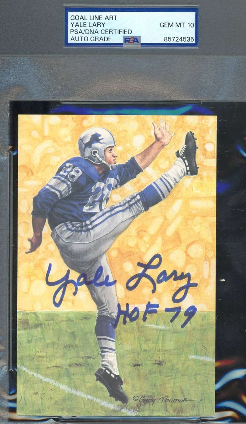 Yale Lary Gem Mint 10 PSA DNA Coa Signed Goal Line Art Card GLAC Auto HOF 79
