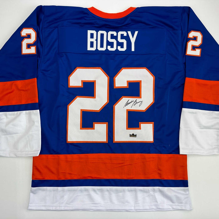 Facsimile Autographed Mike Bossy New York Blue Reprint Jersey Size Men's XL