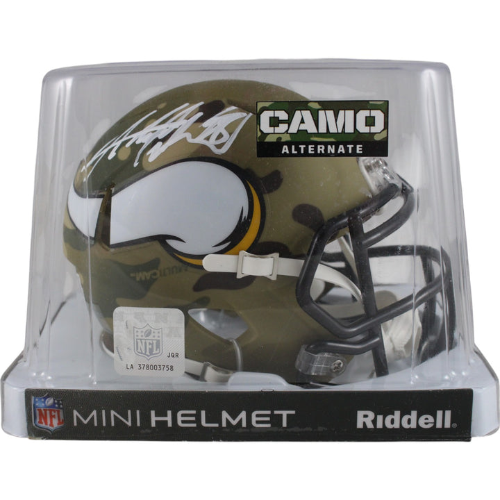 Adrian Peterson Autographed Minnesota Vikings Camo Mini Helmet Beckett 49856