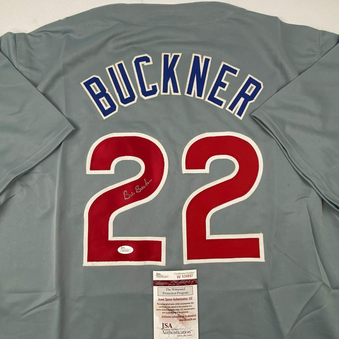Autographed/Signed Bill Buckner Chicago Grey Baseball Jersey JSA COA Auto