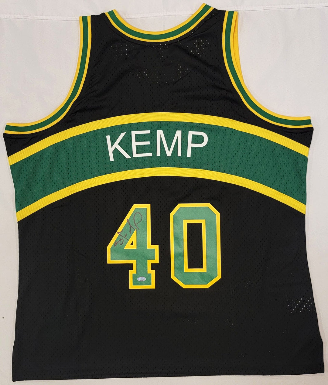 Sonics Shawn Kemp Signed 1994-95 Mitchell Ness HWC Black Jersey Size XXL MCS