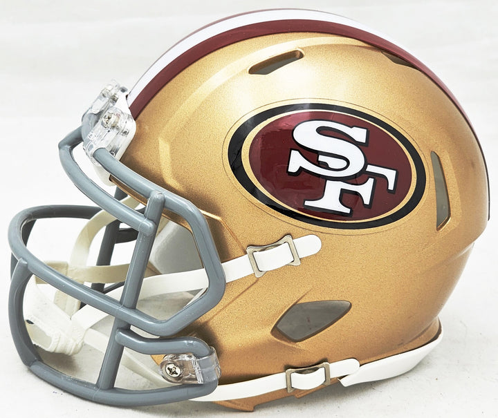 Bryant Young Auto Signed 49ers Gold Speed Mini Helmet "HOF 22" Beckett Witness