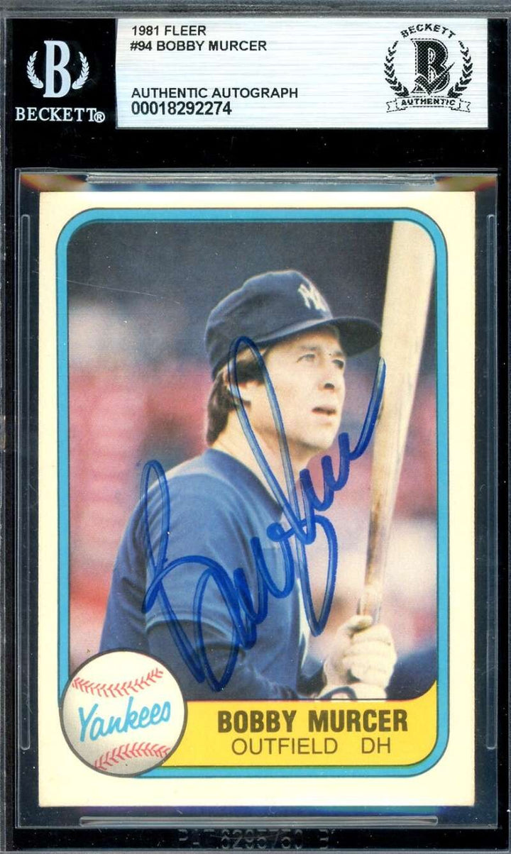 Bobby Murcer Beckett BAS Signed 1981 Fleer Autograph