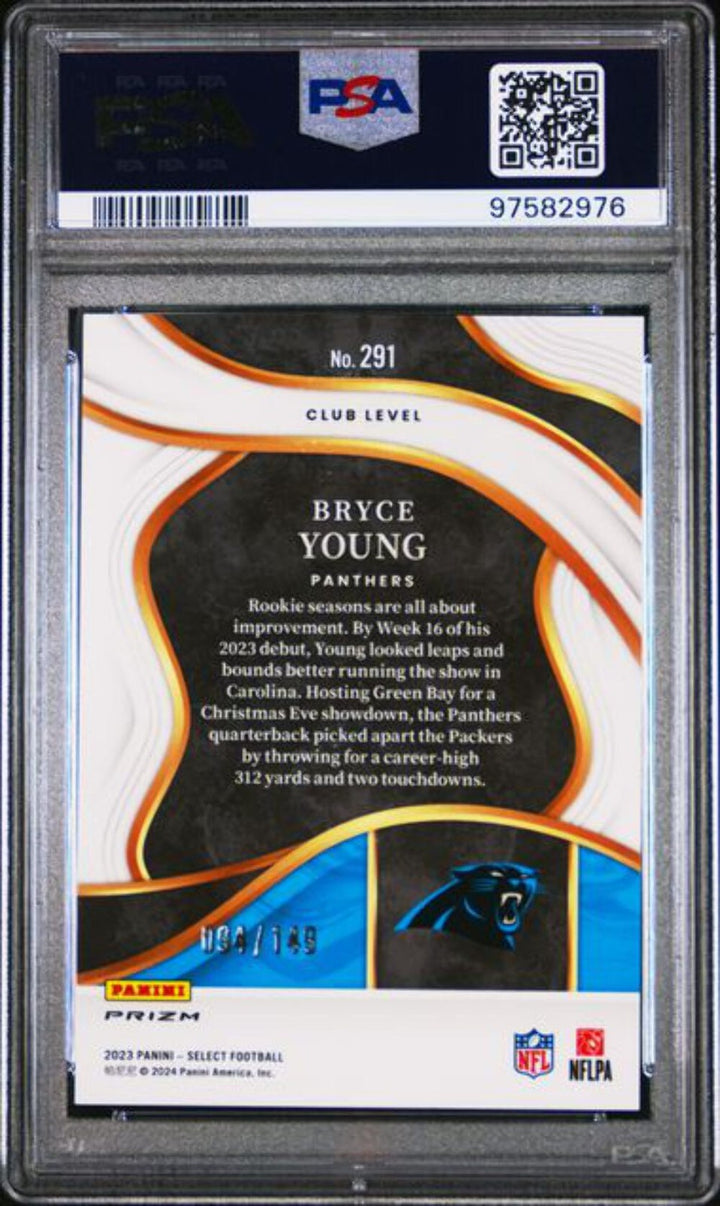 Graded 2023 Panini Select Bryce Young #291 /149 Tri Prizm Rookie Card PSA 10