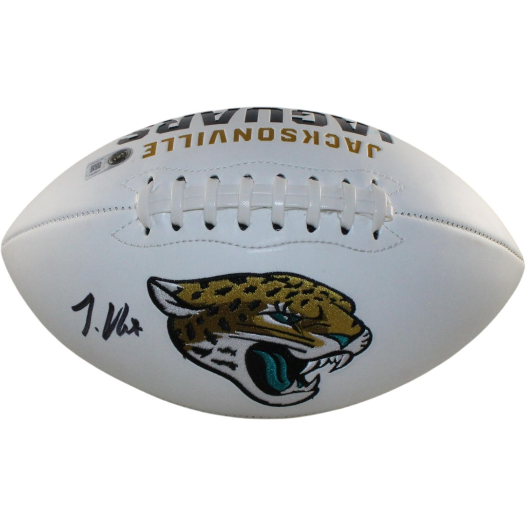 Travis Hunter Signed Jacksonville Jaguars Logo Football Beckett Witness 57951