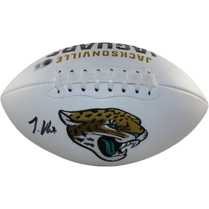 Travis Hunter Signed Jacksonville Jaguars Logo Football Beckett Witness 57951