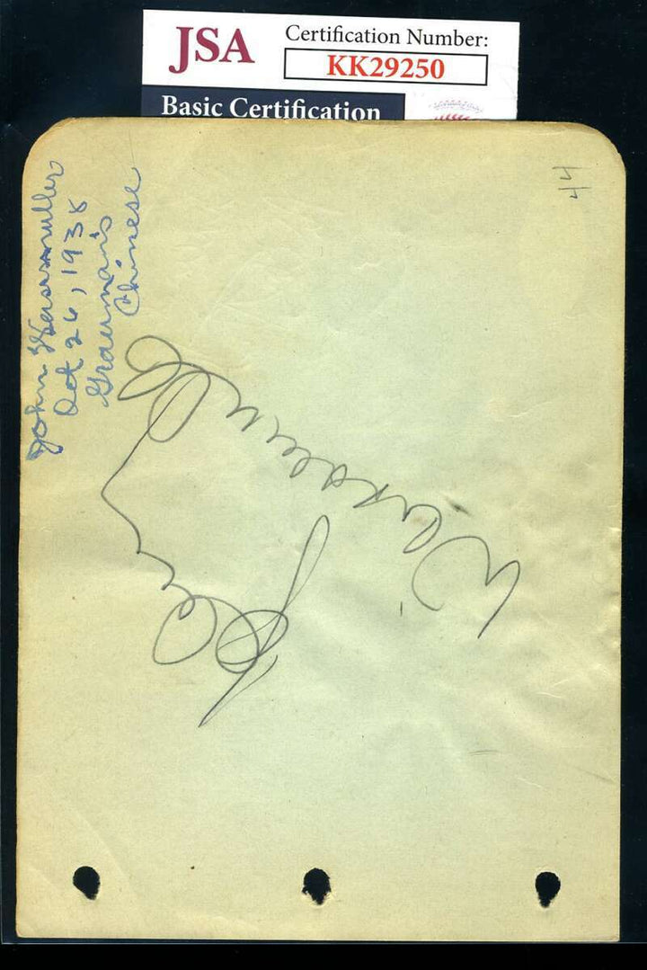 Johnny Weissmuller Mabel Todd JSA Coa Signed Album Page Autograph