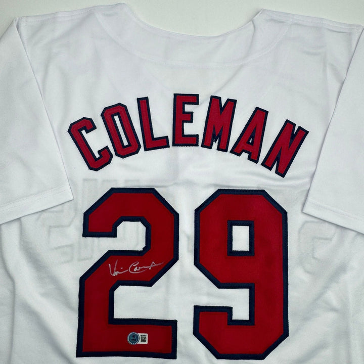Autographed/Signed Vince Coleman St. Louis White Baseball Jersey BAS COA
