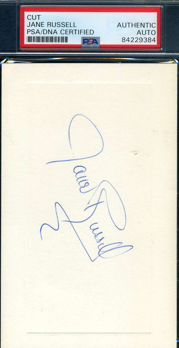 Jane Russell PSA DNA Coa Signed 3x5 Index Card Autograph