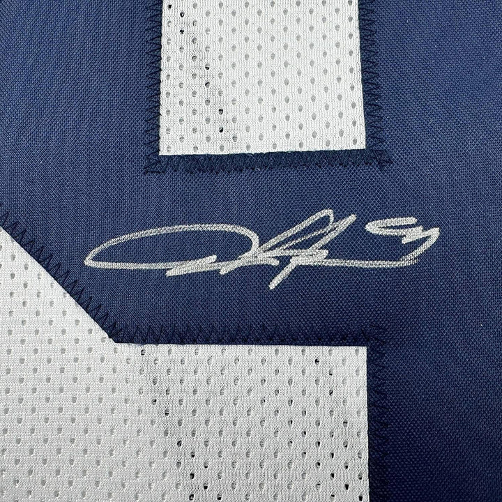 Framed Autographed/Signed Aidan Hutchinson 33x42 Michigan White Jersey BAS COA