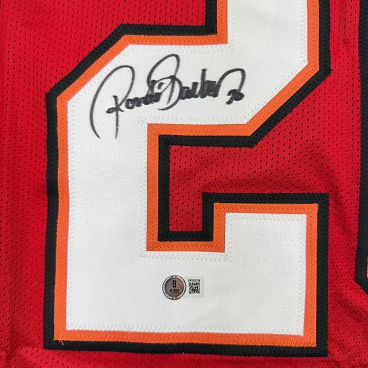Framed Autographed/Signed Ronde Barber 35x39 Tampa Bay Red Jersey Beckett COA