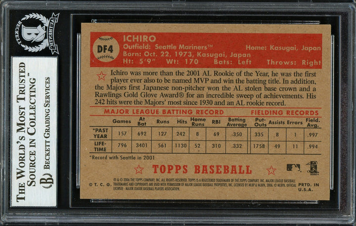 Ichiro Suzuki Signed 2006 Topps '52 Card DF4 Seattle Mariners Beckett #12668693