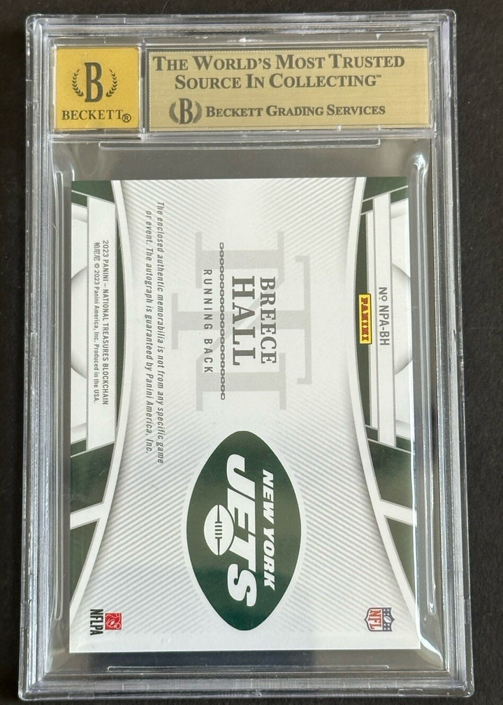 BREECE HALL National Treasures Rookie Blockchain Nike Patch 1/1 Auto Bgs 9.5 /10