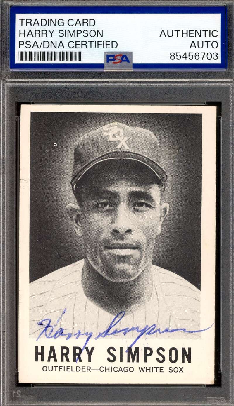 Harry Simpson PSA DNA Vintage Signed 1960 Leaf Key Card High Number Autograph