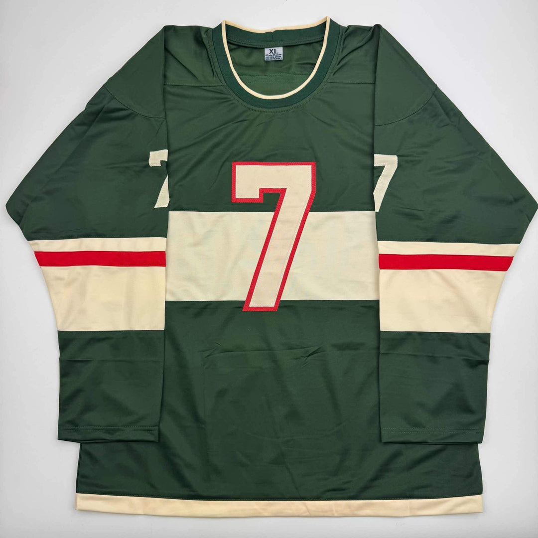 Autographed/Signed Brock Faber Minnesota Green Hockey Jersey JSA COA