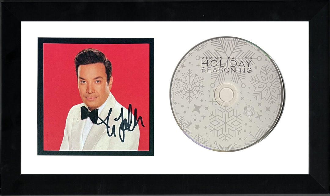 Jimmy Fallon signed 2024 Holiday Seasoning CD 4x4 Art Insert Auto Framed- COA