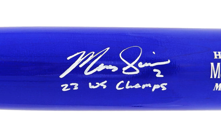 Marcus Semien Auto Blue Marucci Player Model Bat Rangers 23 WS Champ Beckett