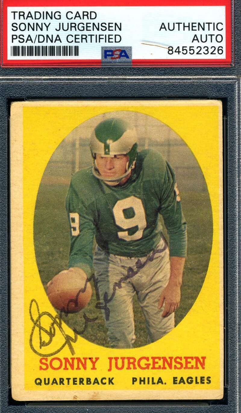 Sonny Jurgensen Gem Mint 10 PSA DNA Coa Signed 1958 Topps Rookie Autograph