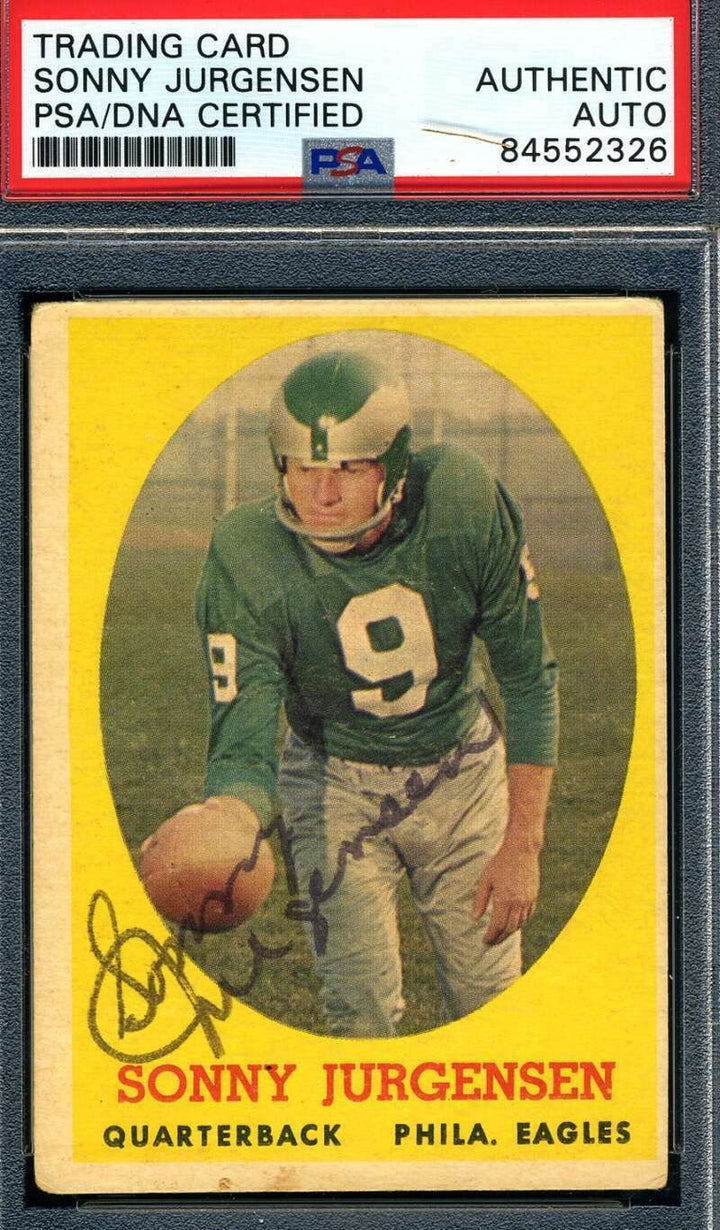 Sonny Jurgensen Gem Mint 10 PSA DNA Coa Signed 1958 Topps Rookie Autograph