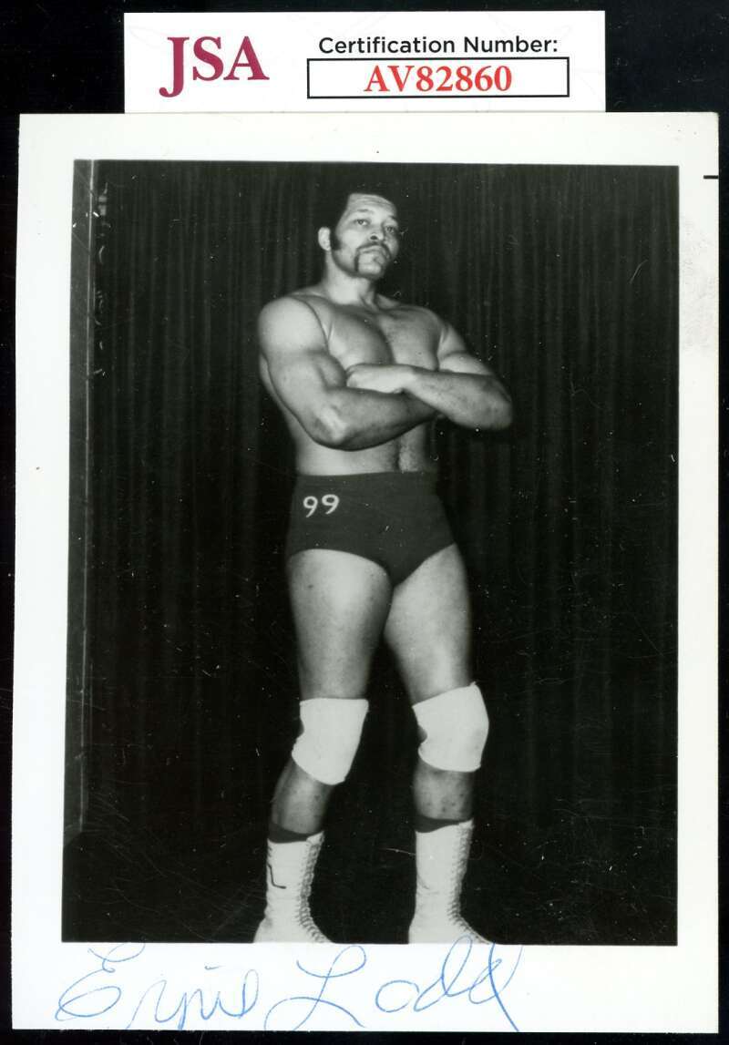 Ernie Ladd JSA Coa Signed 4x6 Photo Wrestling Autographed