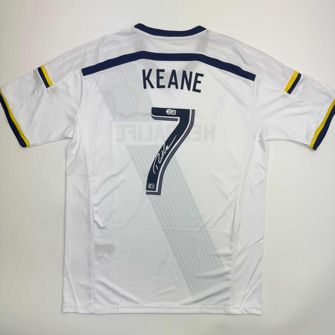Autographed/Signed Robbie Keane LA Galaxy White Jersey Beckett BAS COA
