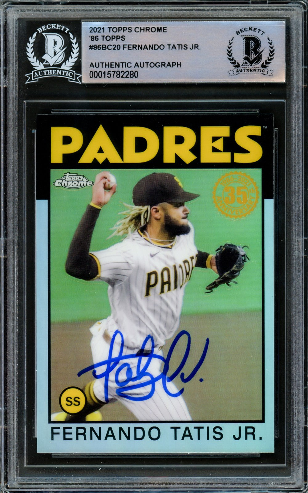 Fernando Tatis Jr. Signed 2021 Topps Chrome 1986 Refractor Card #86BC-20 San