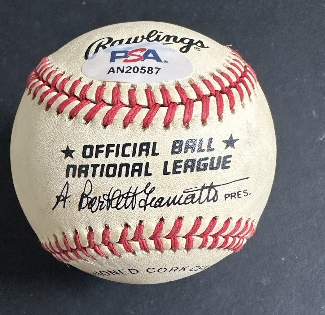 Lou Brock Signed Official NL Baseball 938 Stolen Bases Auto Cardinals Hof Psa