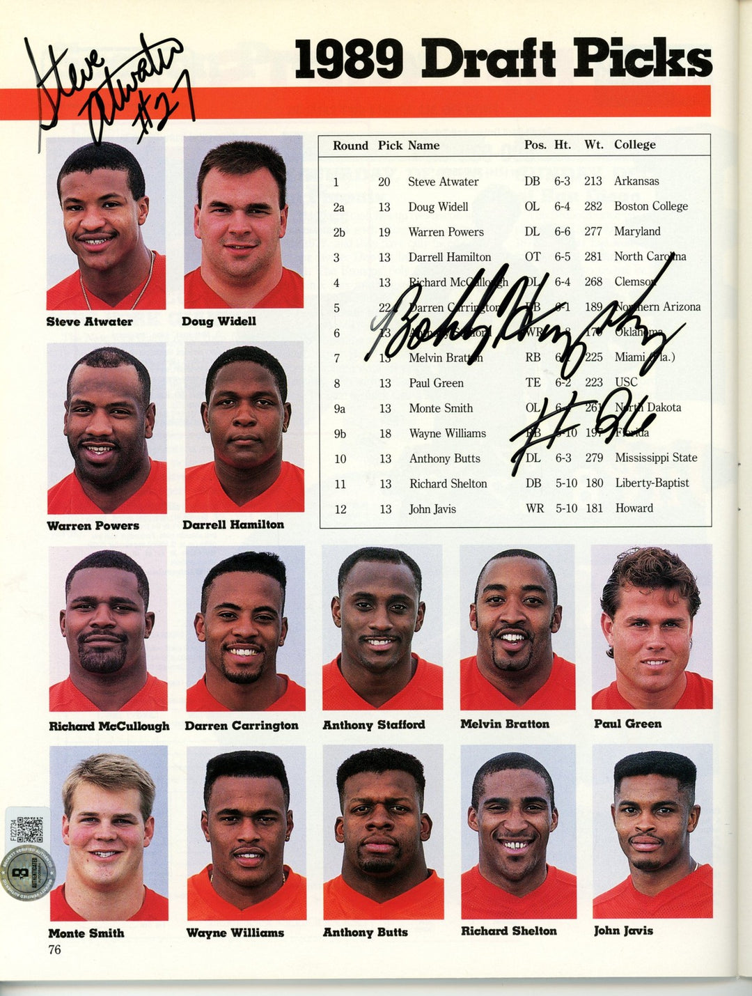 Steve Atwater Bobby Humphrey Autographed Denver Broncos Yearbook Beckett 55766
