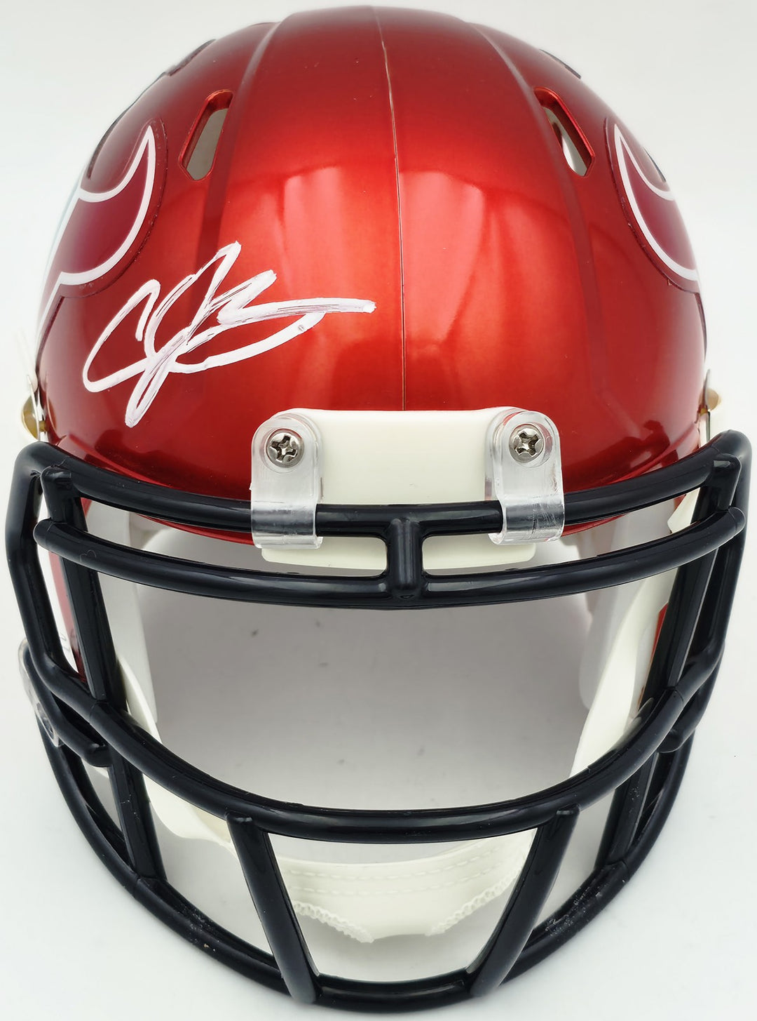 Andre Johnson Auto Texans Red 2022 Alternate Speed Mini Helmet Beckett Witness