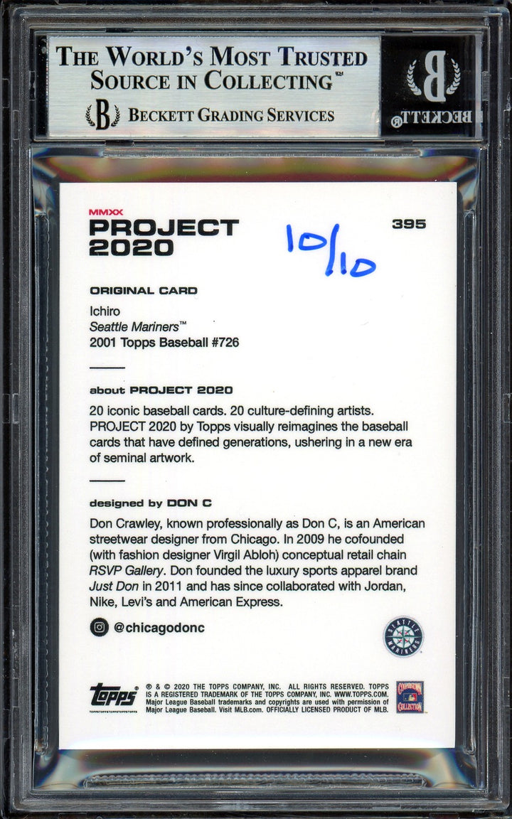 Ichiro Suzuki Signed Topps Project 2020 Don C Card 395 Lime Green #10/10 Beckett