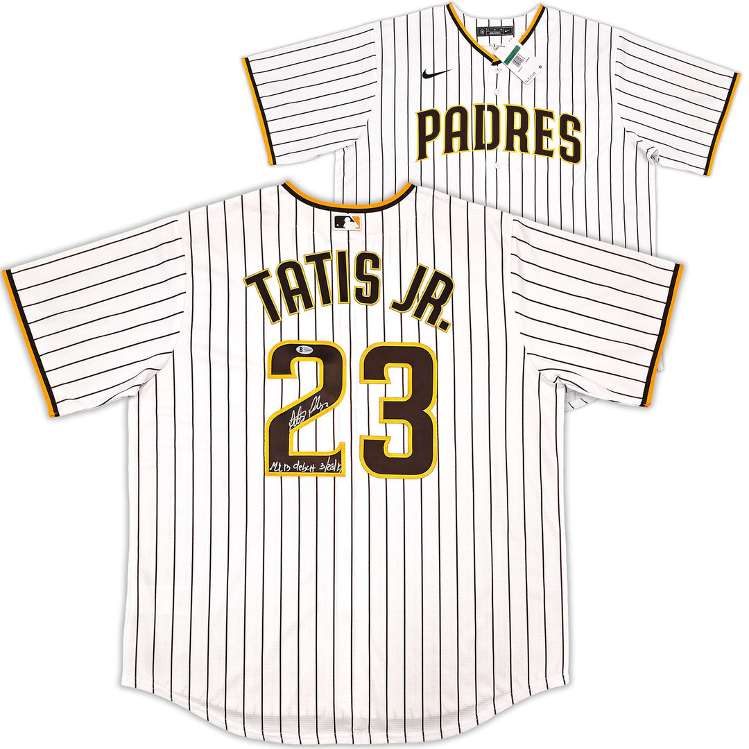 Padres Fernando Tatis Jr. Auto White Pinstripes Nike Jersey XL MLB Debut Beckett