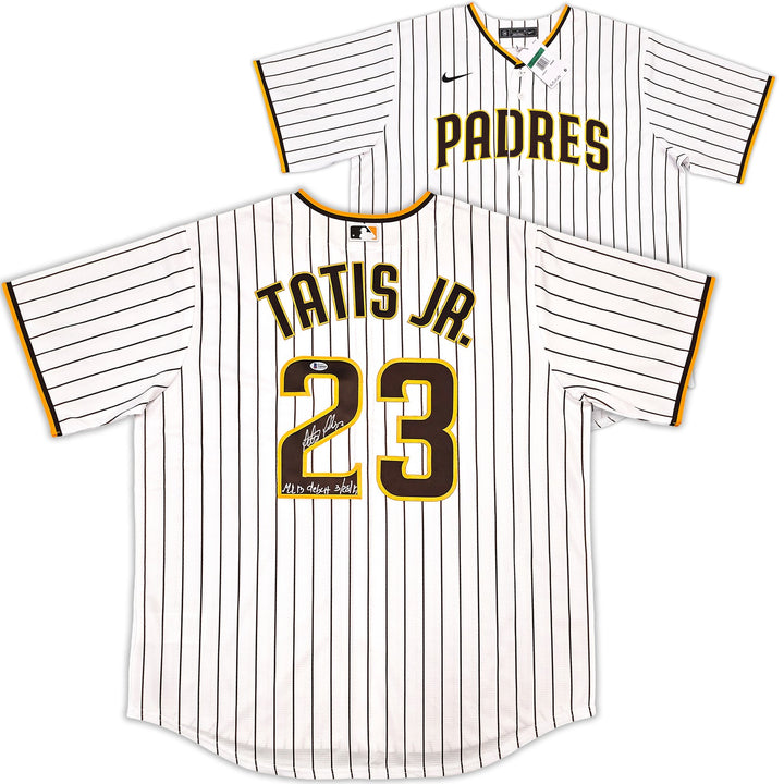 Padres Fernando Tatis Jr. Auto White Pinstripes Nike Jersey XL MLB Debut Beckett