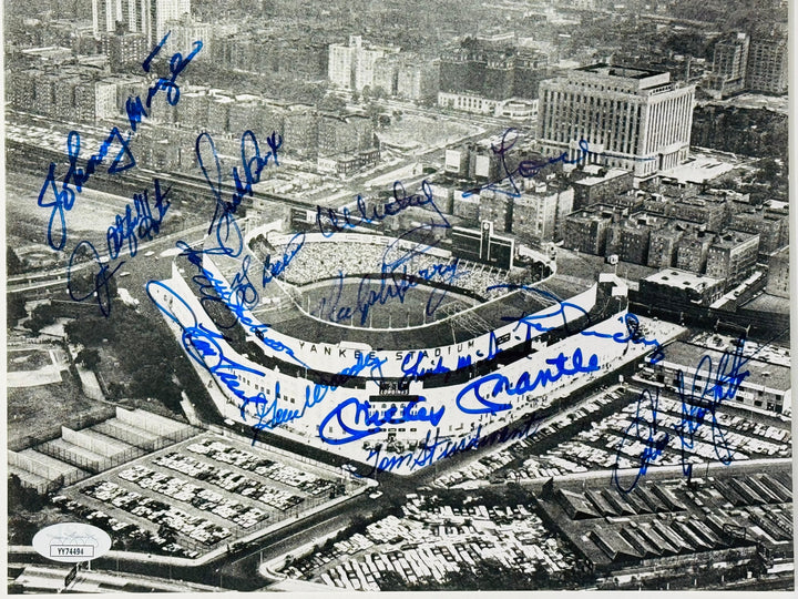 New York Yankee Greats Signed Baseball 8x10 Photo Mantle Berra Jackson Ford (JSA