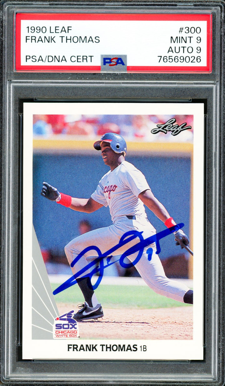 Frank Thomas Signed 1990 Leaf RC #300 Chicago White Sox PSA9 Auto Mint 9 PSA/DNA