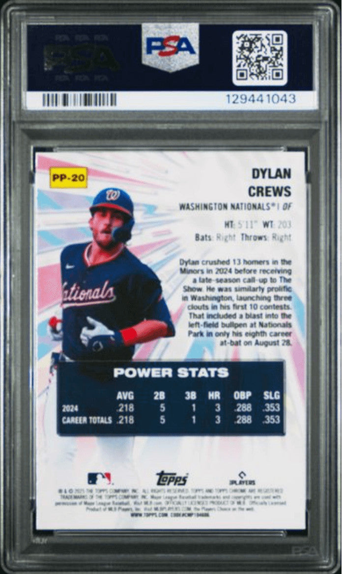 Graded 2025 Topps Chrome Dylan Crews #PP20 Power Players Rookie Card PSA 10
