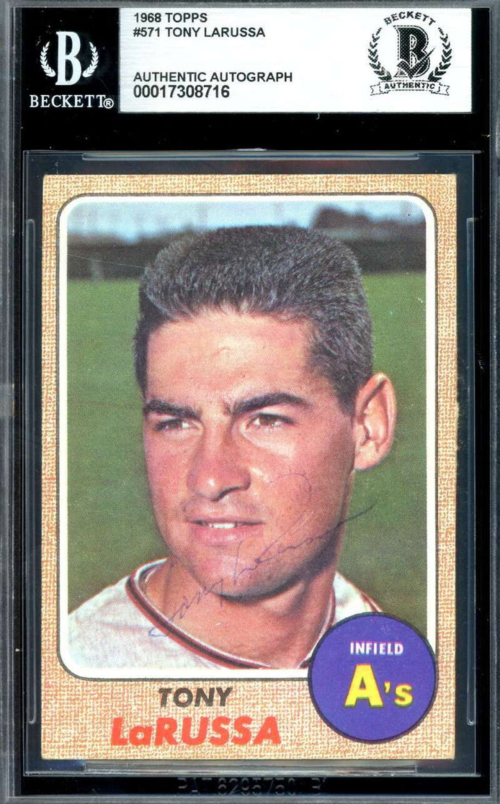 Tony LaRussa Beckett BAS Signed 1968 Topps Autograph