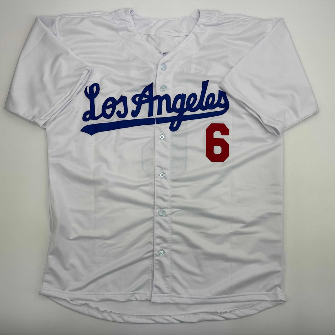 Facsimile Autographed Steve Garvey Los Angeles LA White Reprint Jersey Men's XL