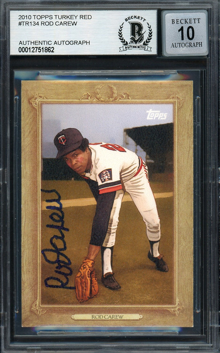 Rod Carew Signed 2010 Topps Turkey Red Card TR134 Twins Auto GM 10 Beckett