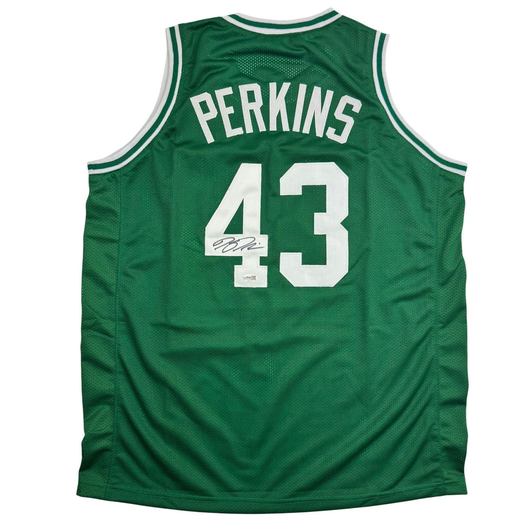 Autographed/Signed Kendrick Perkins Boston Green Basketball Jersey JSA COA