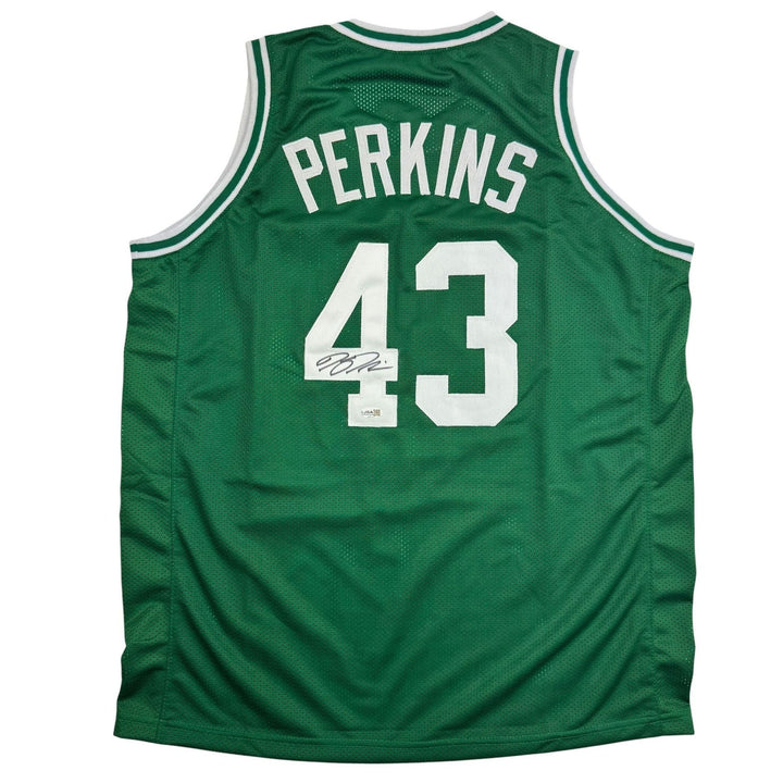 Autographed/Signed Kendrick Perkins Boston Green Basketball Jersey JSA COA