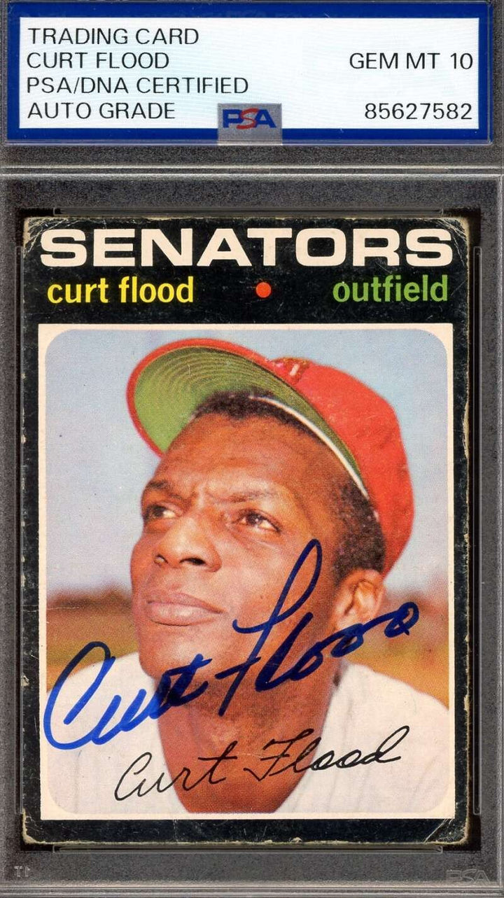 Curt Flood Gem Mint 10 PSA DNA Signed 1971 Topps Autograph