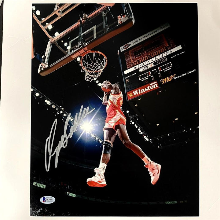 Dominique Wilkins signed Slam Dunk 11x14 Photo autograph (A) ~ Beckett BAS