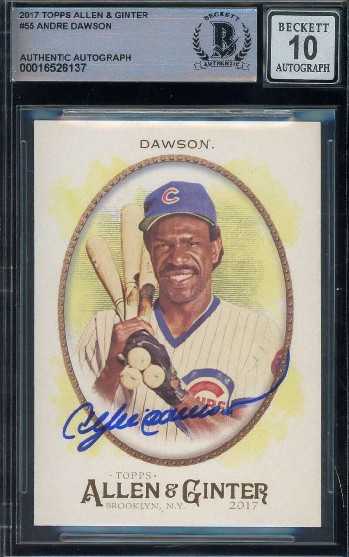 Andre Dawson Gem Mint 10 Beckett BAS Signed 2017 Topps Allen and Ginter Auto