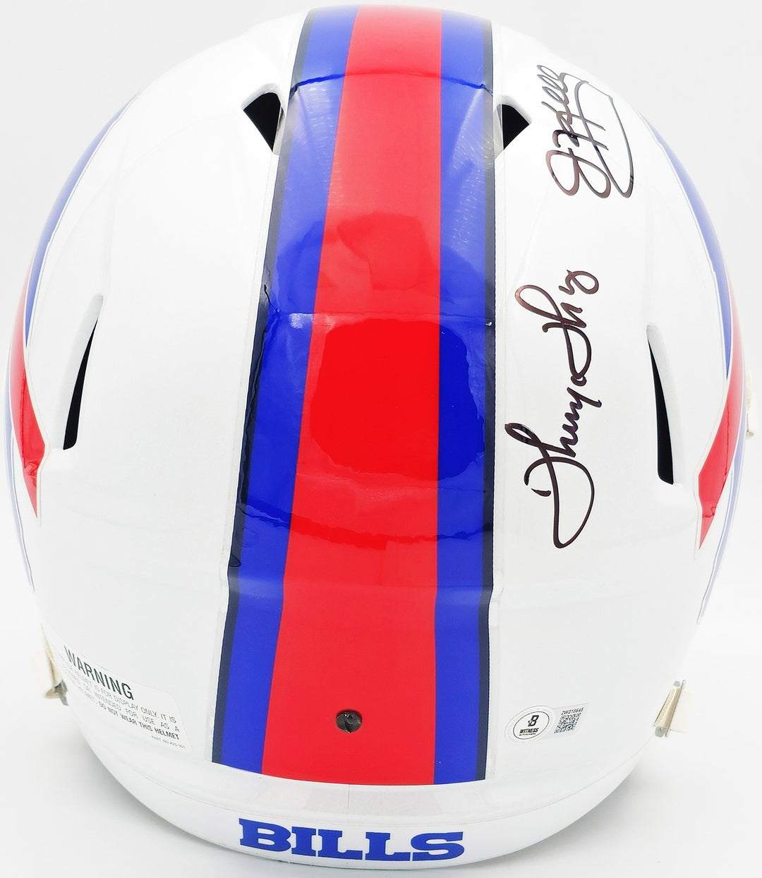 Jim Kelly, Thurman Thomas, Reed Auto Bills Greats White Full Size Rep Helmet BAS