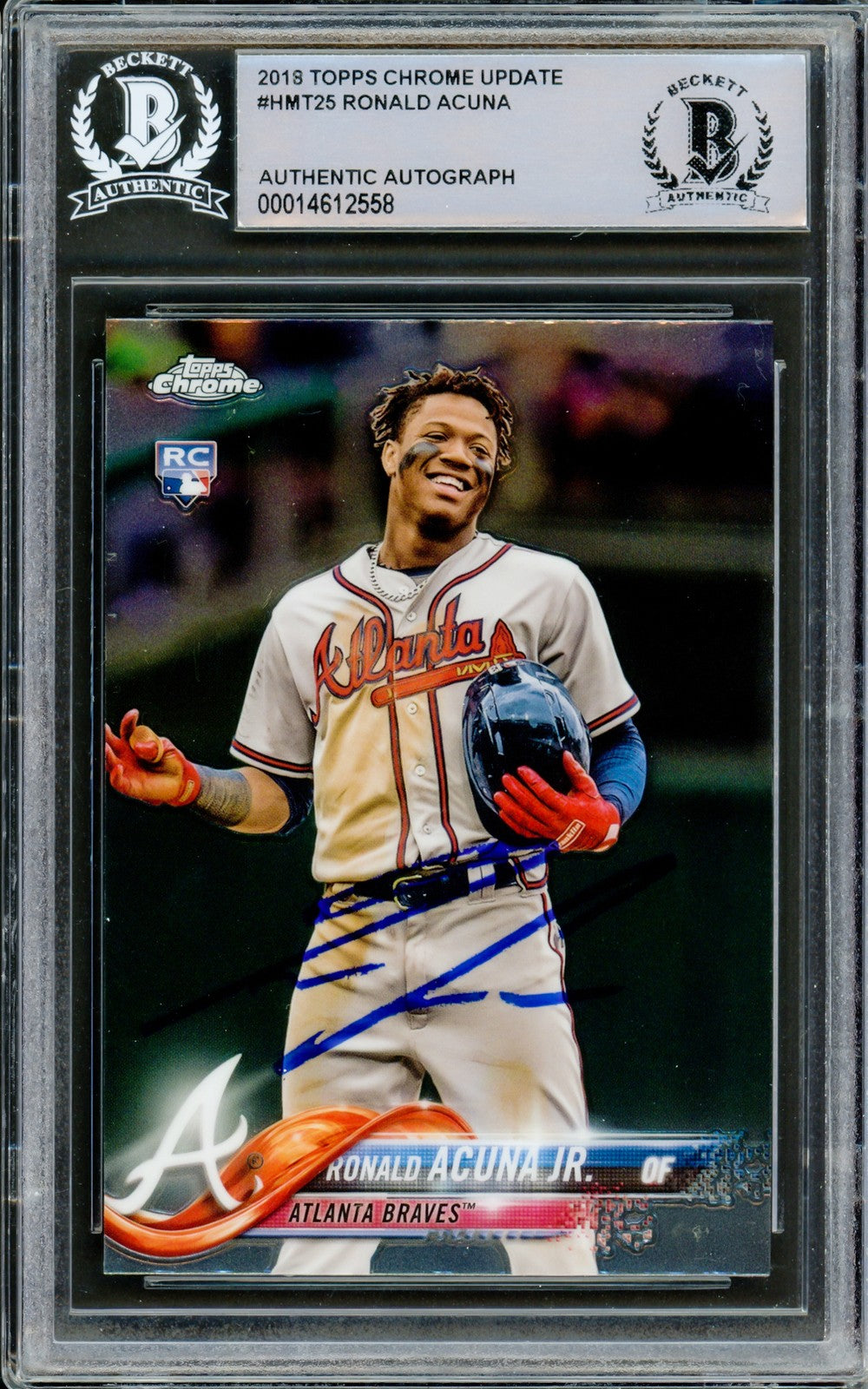 Ronald Acuna Jr. Auto 2018 Topps Chrome Update RC HMT25 Braves Beckett #14612558