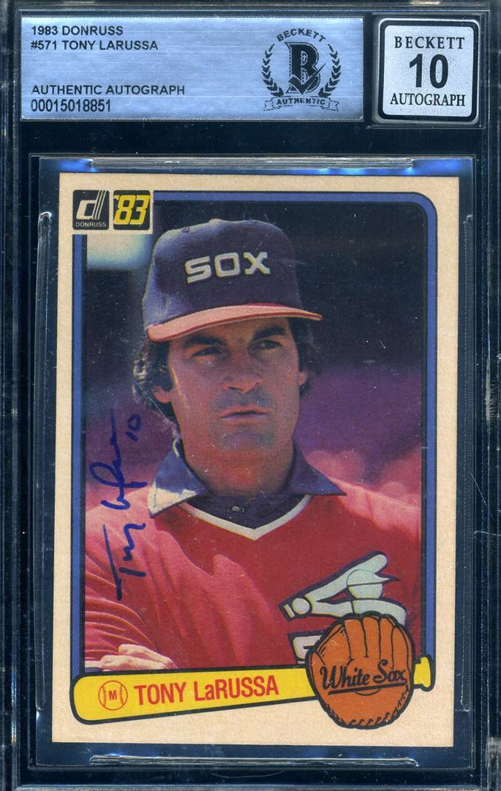 Tony LaRussa Gem Mint 10 Beckett BAS Signed 1983 Donruss Autograph