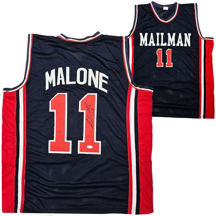 Team USA Karl Malone Autographed Signed Blue Jersey JSA