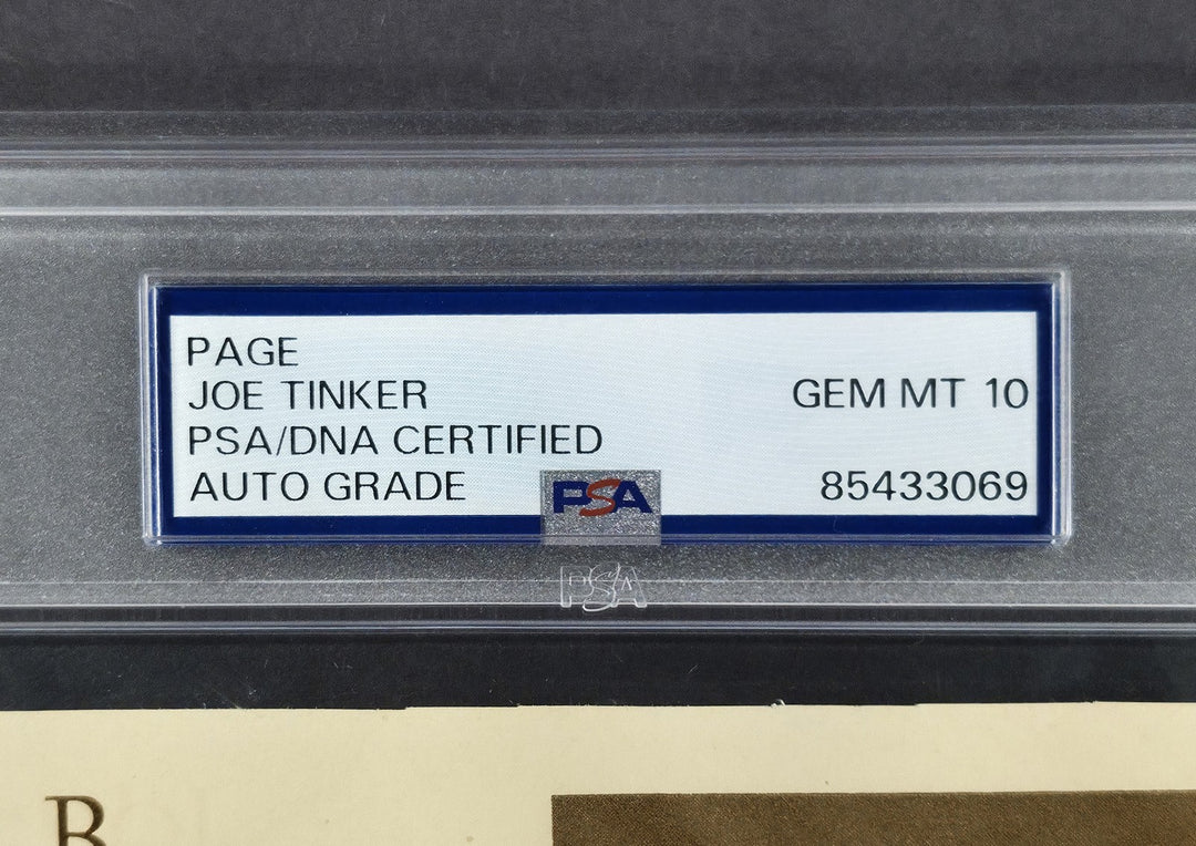 Joe Tinker Signed 8.5x11 Magazine Page Chicago Cubs Auto GM 10 PSA/DNA #85433069