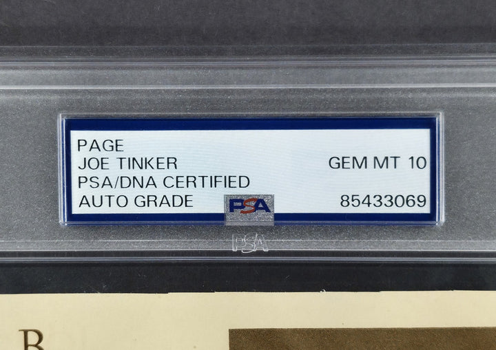 Joe Tinker Signed 8.5x11 Magazine Page Chicago Cubs Auto GM 10 PSA/DNA #85433069