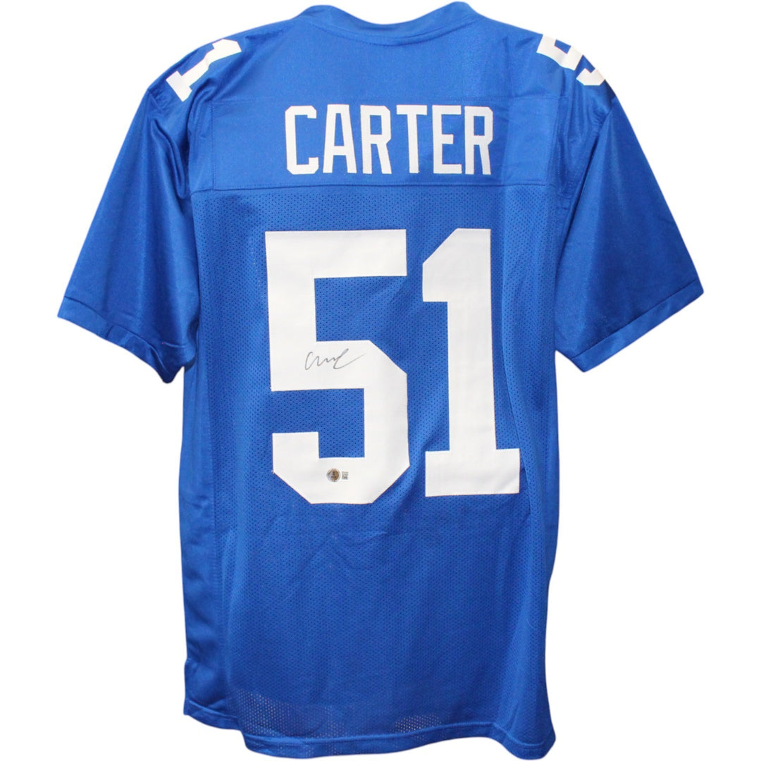 Abdul Carter Autographed Pro Style sz XL Blue Jersey Beckett Witness 51259